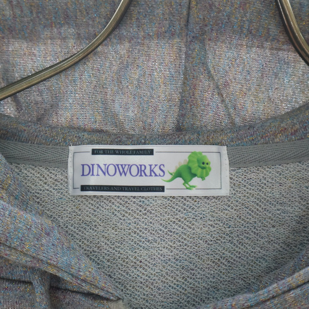 DINOWORKS(ディノワークス) PORIS SHINE HOODIE ジップアップフーディー パーカー ラメ加工 グレー レディース