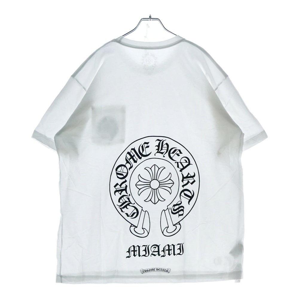 CHROME HEARTS(クロムハーツ) Miami Horseshoe S/S Tee マイアミ限定 バック ホースシュー クルーネック半袖Tシャツカットソー ホワイト
