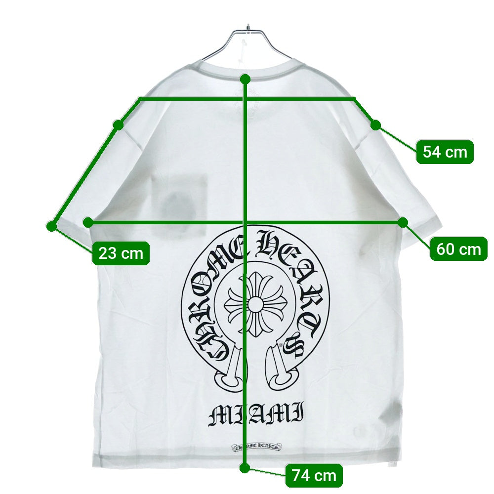 CHROME HEARTS(クロムハーツ) Miami Horseshoe S/S Tee マイアミ限定 バック ホースシュー クルーネック半袖Tシャツカットソー ホワイト