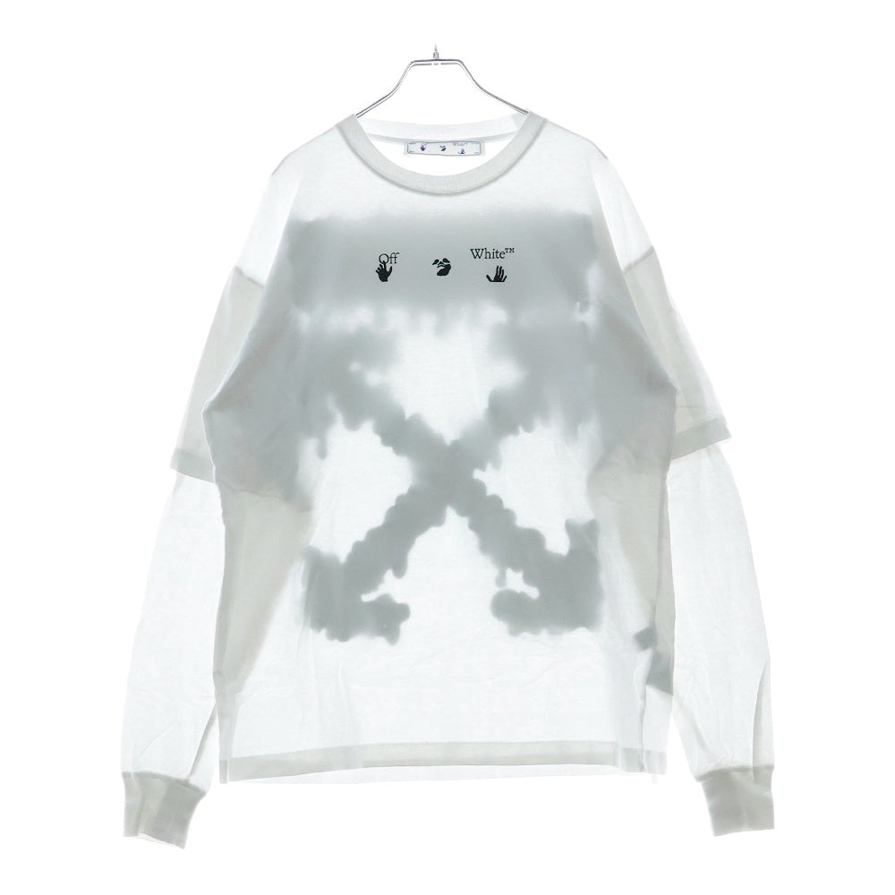 OFF-WHITE(オフホワイト) 21SS Blue Marker Double Sleeve T-Shirt レイヤード長袖Tシャツ ロンT ホワイト OMAB022S21JER001