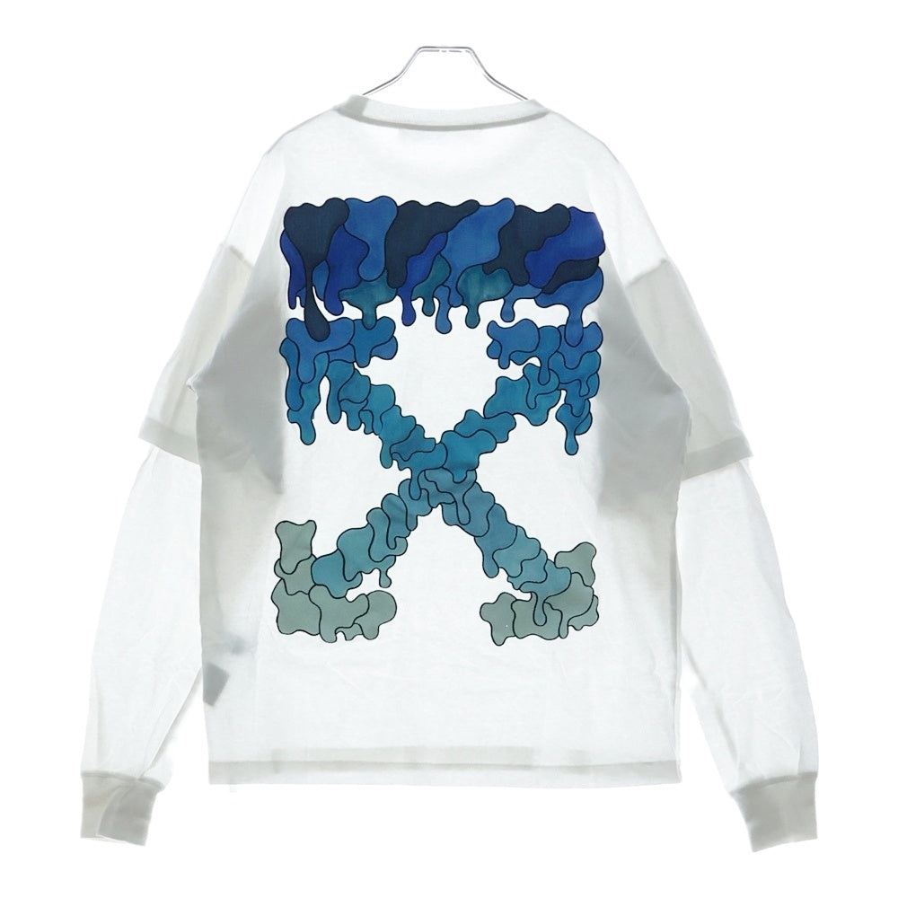 OFF-WHITE(オフホワイト) 21SS Blue Marker Double Sleeve T-Shirt レイヤード長袖Tシャツ ロンT ホワイト OMAB022S21JER001