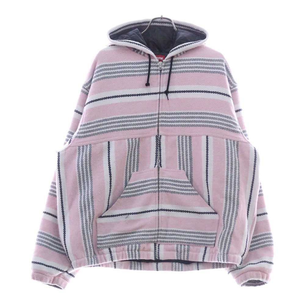 SUPREME(シュプリーム) 25SS Woven Stripe Hooded Jacket ウーブンストライプフーデッドジャケット ジップアップパーカー ピンク