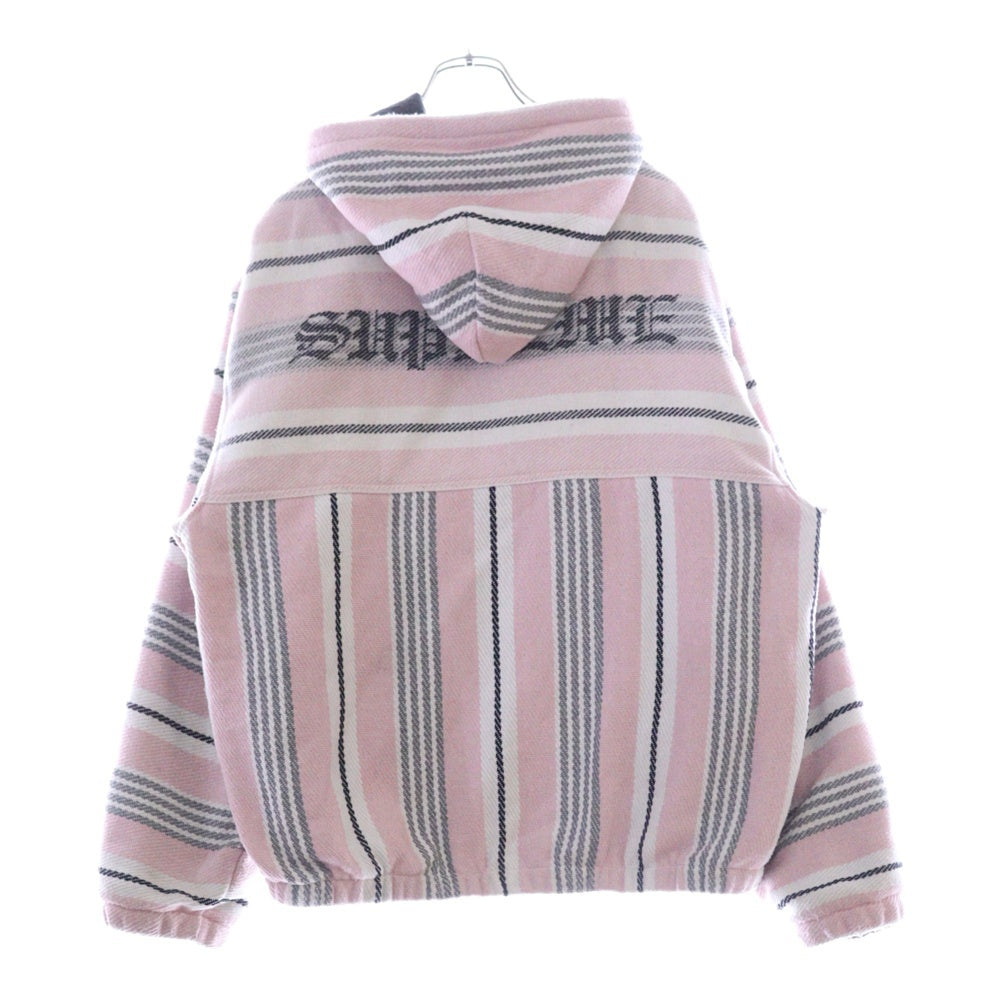 SUPREME(シュプリーム) 25SS Woven Stripe Hooded Jacket ウーブンストライプフーデッドジャケット ジップアップパーカー ピンク