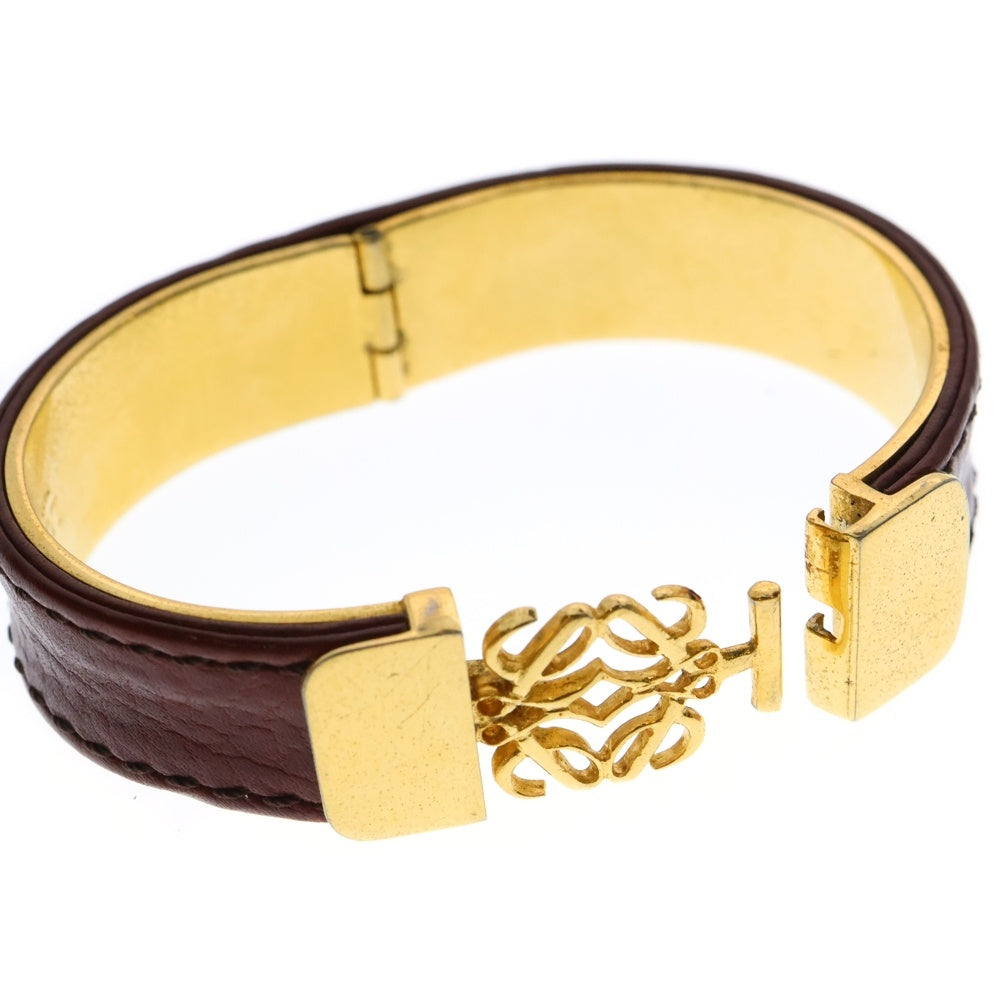 LOEWE(ロエベ) Anagram Logo Bangle アナグラムロゴバングル レザーブレスレット ブラウン/ゴールド