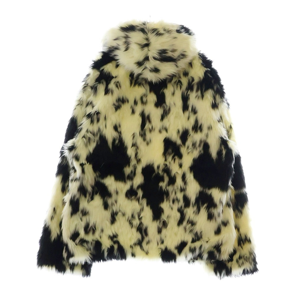 BLUEMARBLE(ブルーマーブル) 23AW Reversible black faux fur hooded jacket リバーシブルフェイクファージップアップフーデッドジャケット ブラック/ホワイト