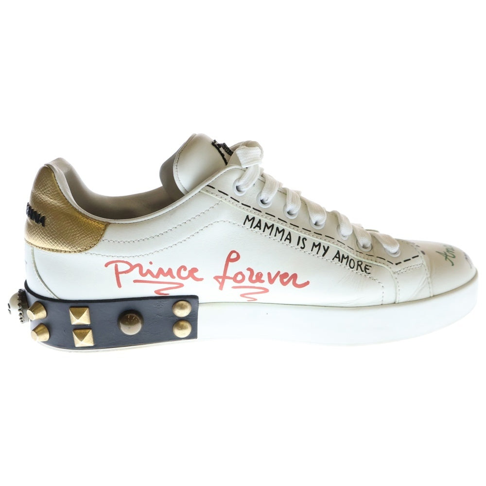 DOLCE & GABBANA(ドルチェアンドガッバーナ) Portofino スタッズ装飾レザーローカットスニーカー ホワイト CS1759