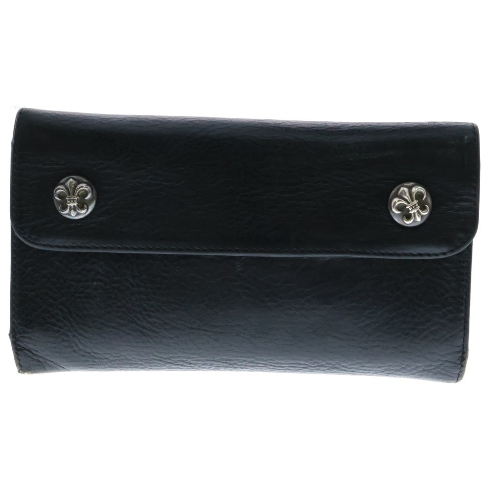 CHROME HEARTS(クロムハーツ) WAVE BSフレアボタン ウェーブ レザーウォレット 財布 ブラック BCA374