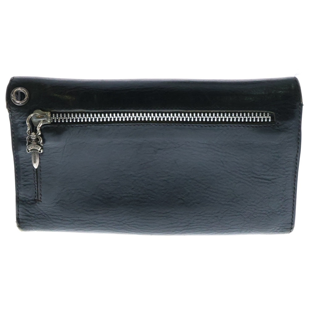 CHROME HEARTS(クロムハーツ) WAVE BSフレアボタン ウェーブ レザーウォレット 財布 ブラック BCA374