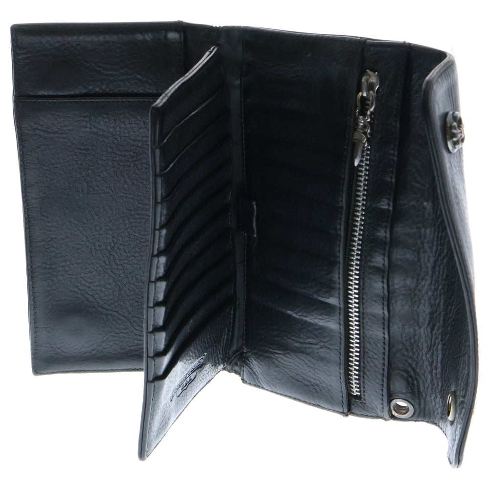 CHROME HEARTS(クロムハーツ) WAVE BSフレアボタン ウェーブ レザーウォレット 財布 ブラック BCA374