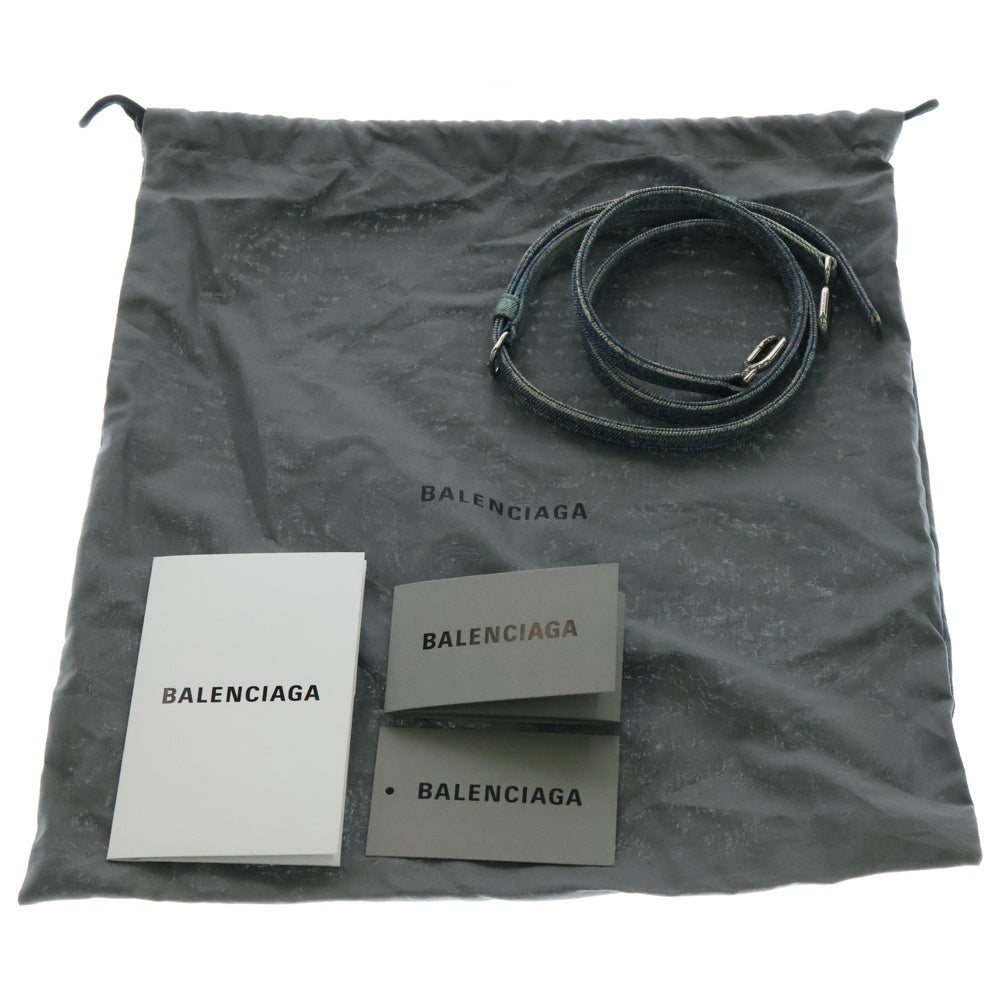 BALENCIAGA(バレンシアガ) Hourglass アワーグラス デニムプリント 2WAYハンドバッグ ショルダーバッグ インディゴ 593546