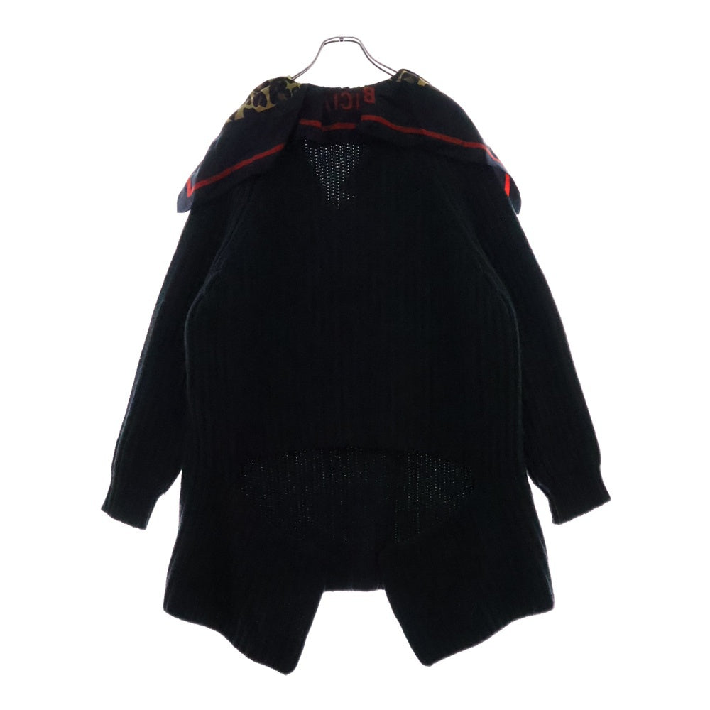 BALENCIAGA(バレンシアガ) Wool Knit Sweater シルクスカーフレイヤード Vネックウールニットセーター ブラック 529068 T1488