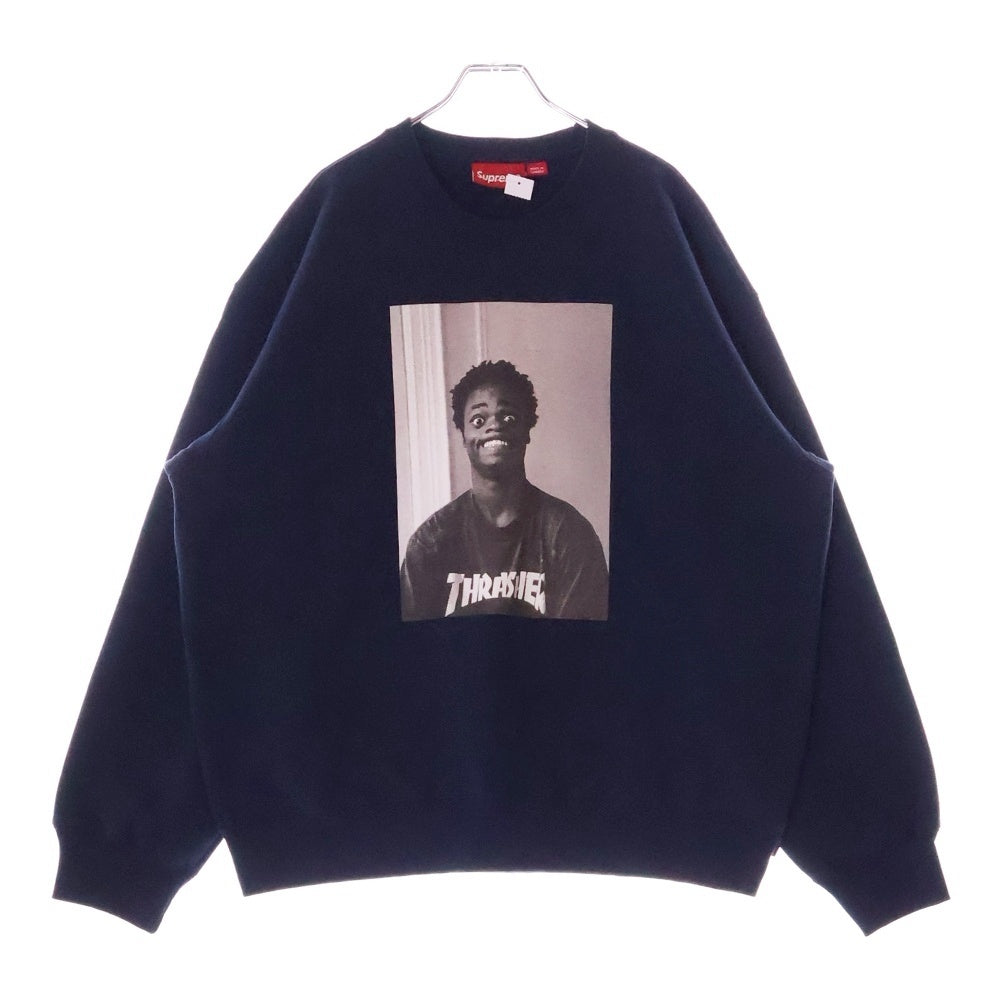 SUPREME(シュプリーム) 24AW Thrasher Crewneck スラッシャー フォトプリント クルーネックスウェットトレーナー ネイビー
