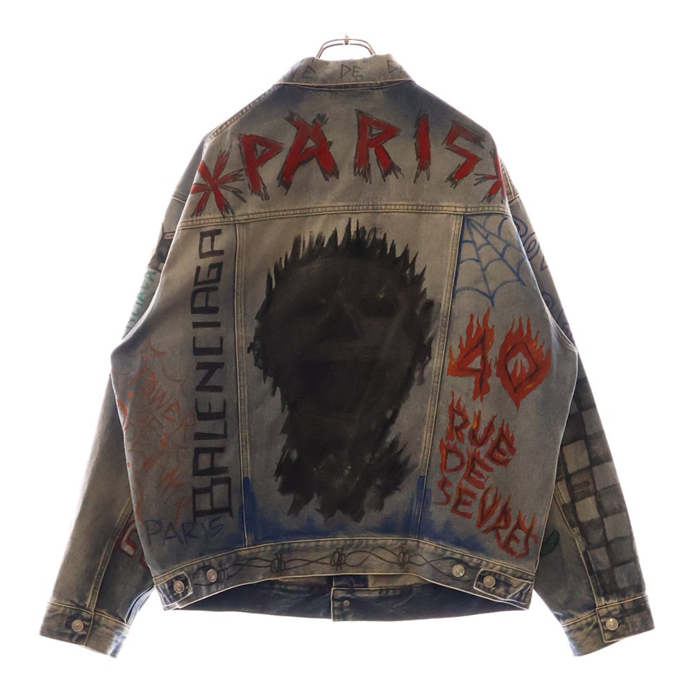 BALENCIAGA(バレンシアガ)  18AW OVERSIZED DENIM JACKET グラフィティオーバーサイズ落書き デニムジャケット 530723 TXE08 インディゴ