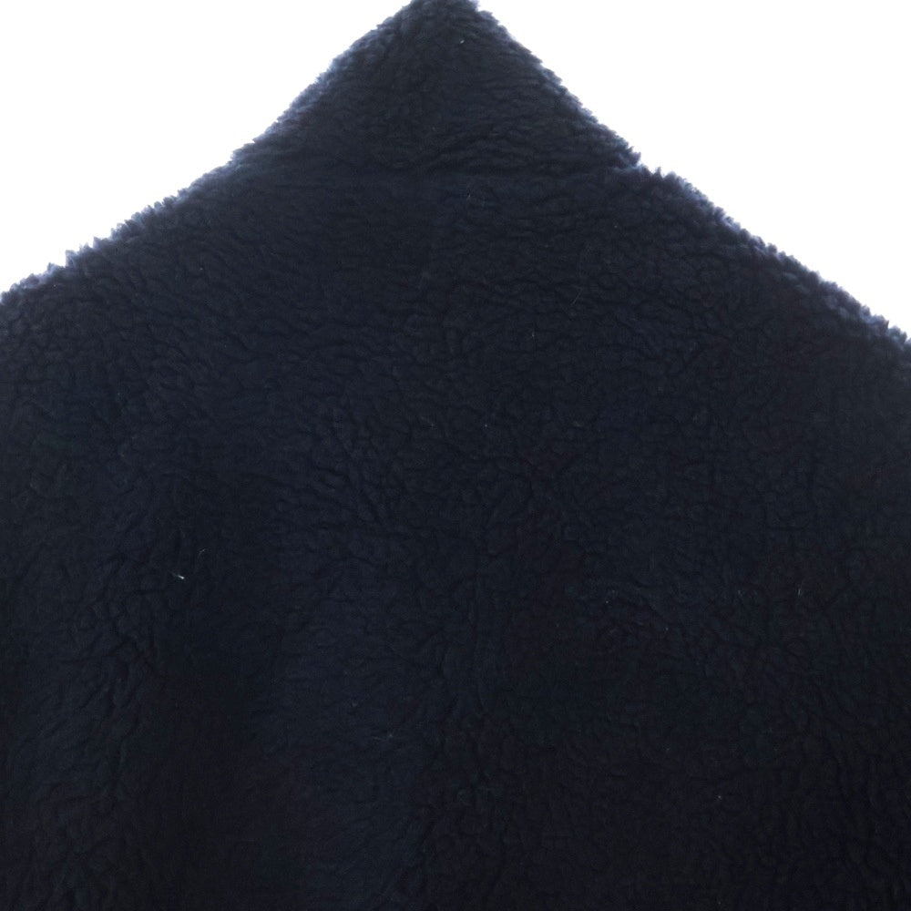 LOUIS VUITTON(ルイヴィトン) 25SS ロゴレザー 裏地モノグラム ボアジャケット ジップアップブルゾン ネイビー RM251Q TDK HSY42W
