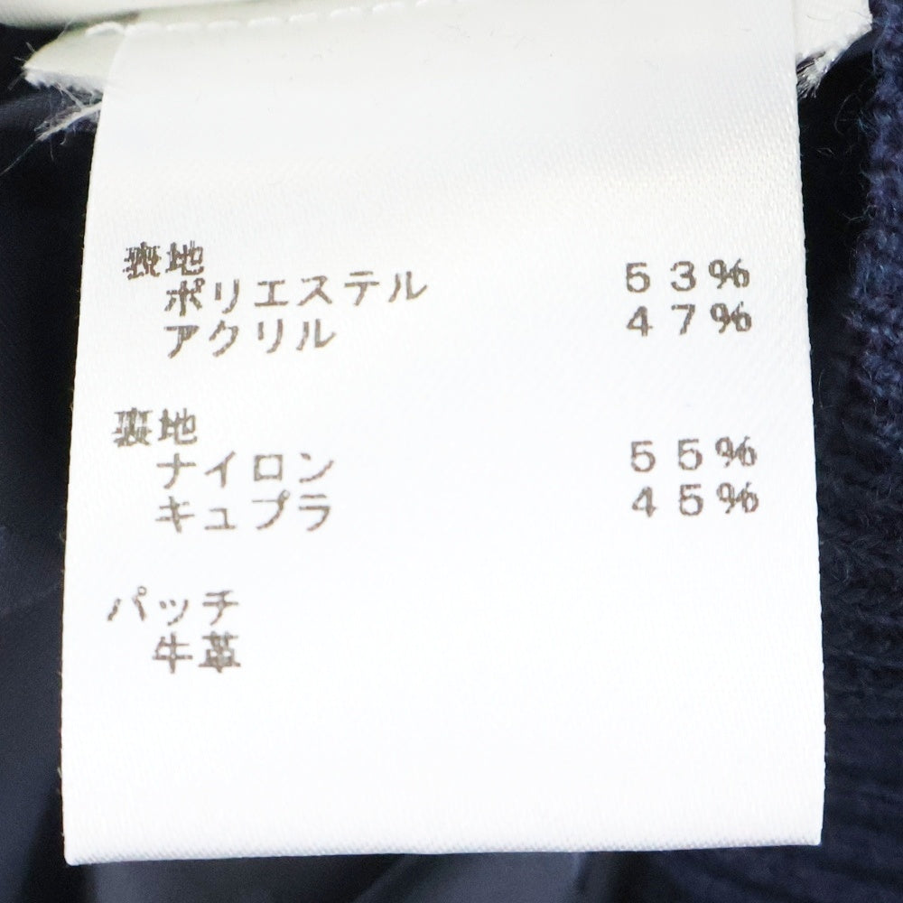 LOUIS VUITTON(ルイヴィトン) 25SS ロゴレザー 裏地モノグラム ボアジャケット ジップアップブルゾン ネイビー RM251Q TDK HSY42W