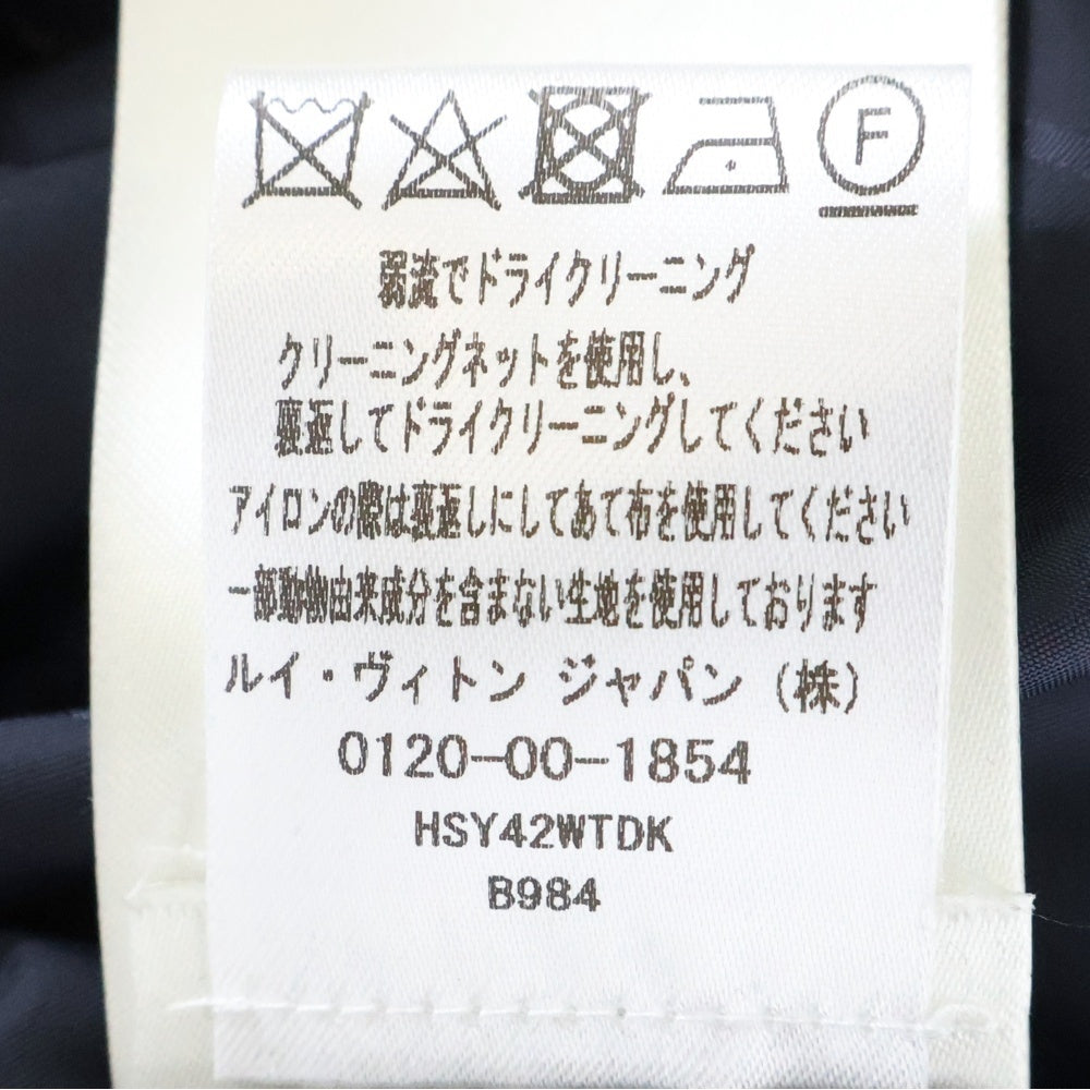 LOUIS VUITTON(ルイヴィトン) 25SS ロゴレザー 裏地モノグラム ボアジャケット ジップアップブルゾン ネイビー RM251Q TDK HSY42W