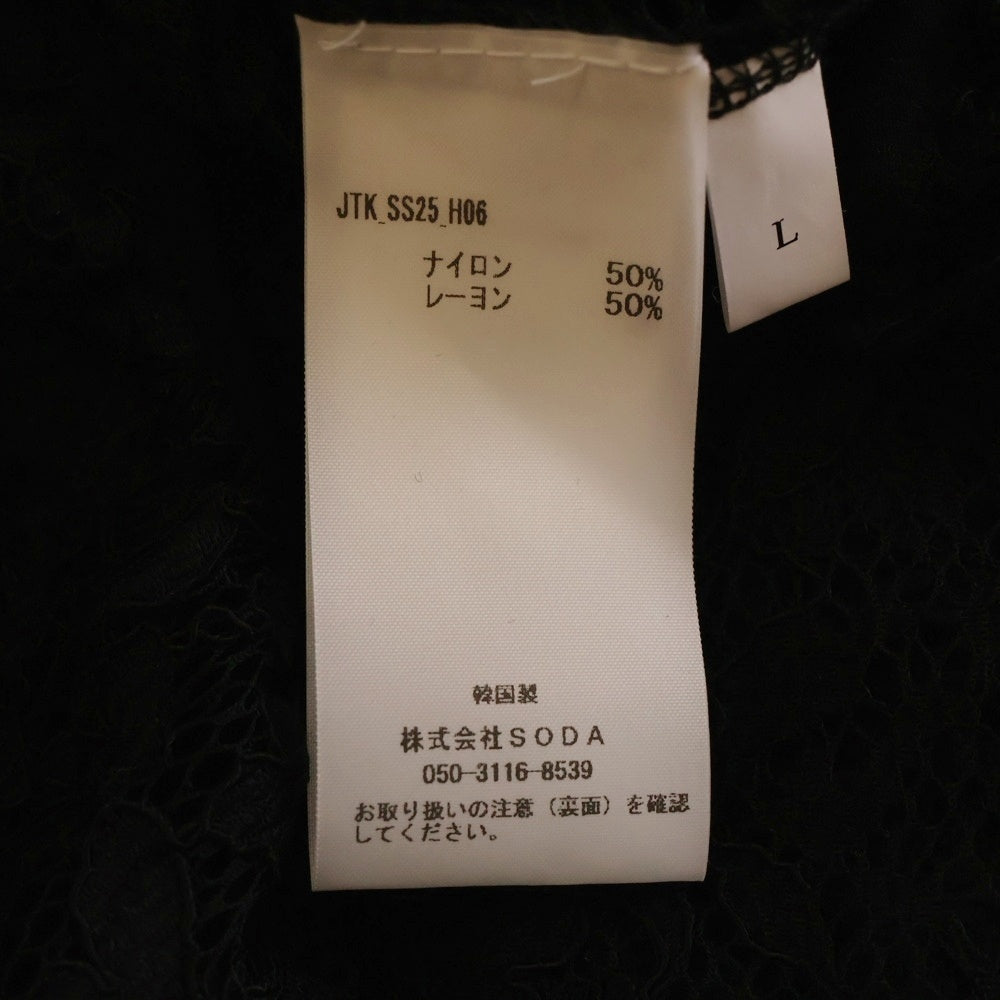 JUNTAE KIM(ジュンテ キム) 25SS DRAPED LACE HOODIE ドロップド レース フーディ プルオーバースウェット ブラック jtk_ss25_h06-bl