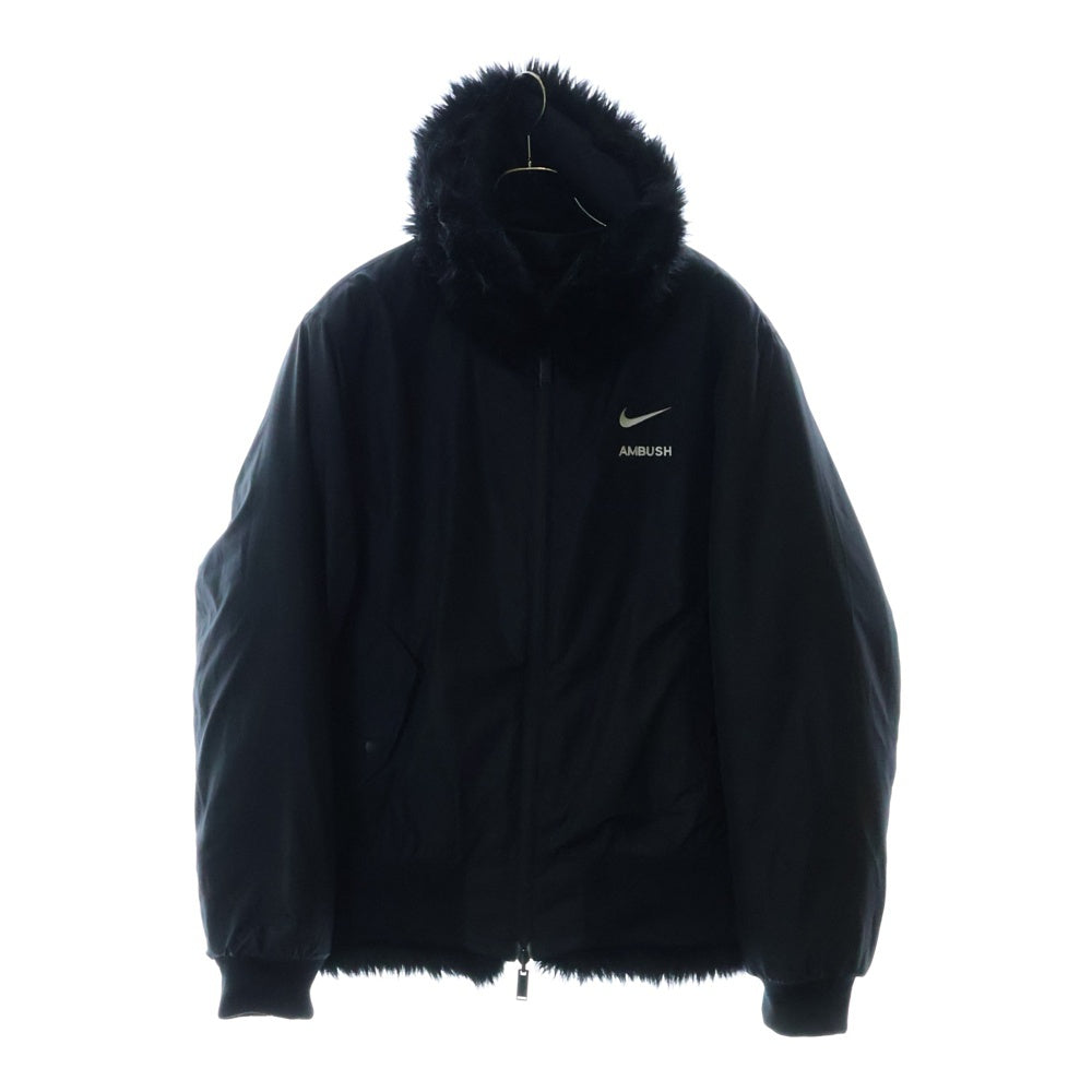 NIKE(ナイキ) 18AW ×AMBUSH Reversible Faux Fur Coat Jacket アンブッシュ リバーシブル フェイク ファーコート ジャケット ジップアップブルゾン ブラック AQ9225-010