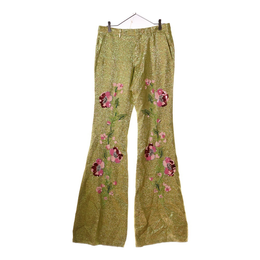 GUCCI(グッチ) Spangle Flare Pants スパンコール装飾 フレアパンツ イエロー 484085 Z403H
