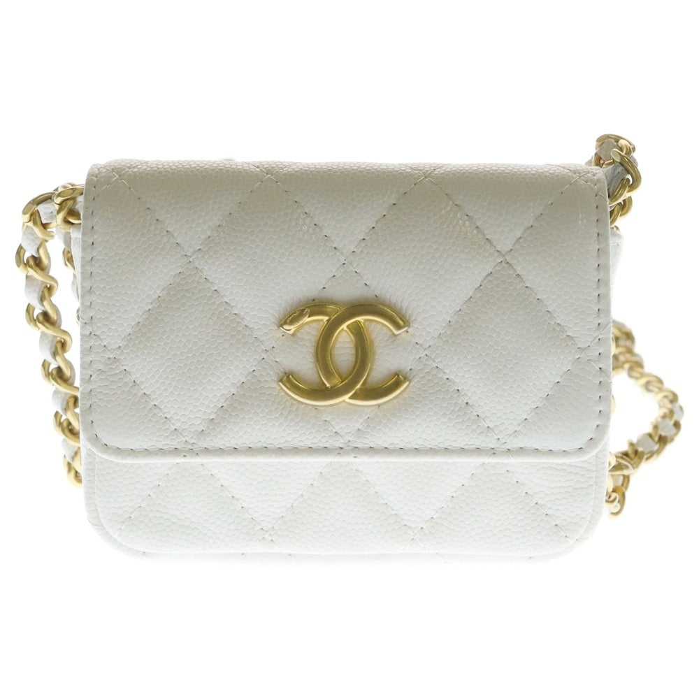 CHANEL(シャネル) ミニ マトラッセ ショルダーバッグ ホワイト/ゴールド