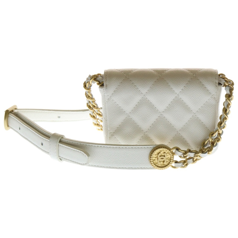 CHANEL(シャネル) ミニ マトラッセ ショルダーバッグ ホワイト/ゴールド