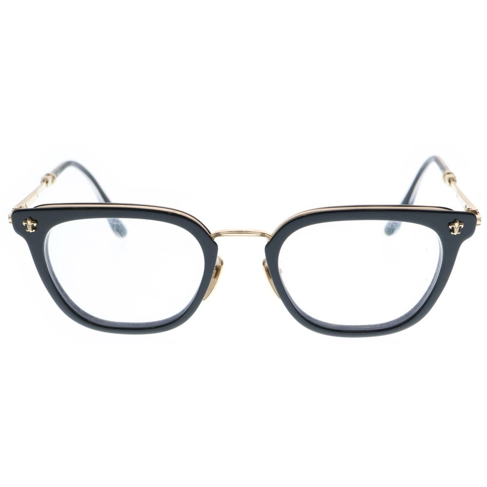 CHROME HEARTS(クロムハーツ) STRAPADICTOME BSフレアテンプル ウェリントンサングラス 眼鏡 アイウェア ブラック/ゴールド 度入り