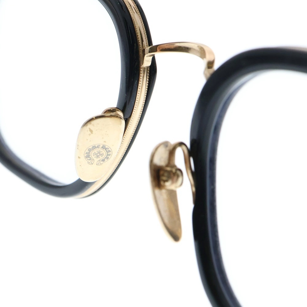 CHROME HEARTS(クロムハーツ) STRAPADICTOME BSフレアテンプル ウェリントンサングラス 眼鏡 アイウェア ブラック/ゴールド 度入り