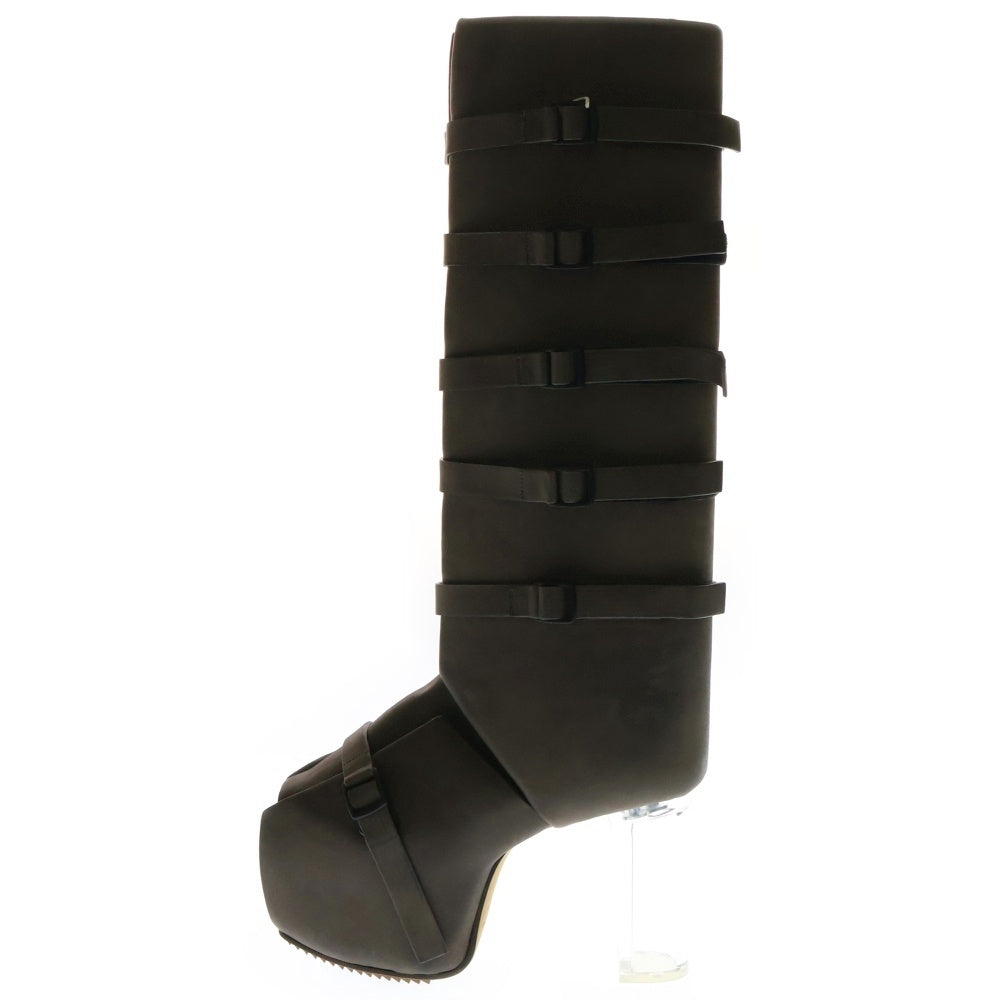 Rick Owens(リックオウエンス) OPEN TOE MICROSTRAP SPLINT ハイカットブーツ ブラウン RO02C1826 LWNGR0