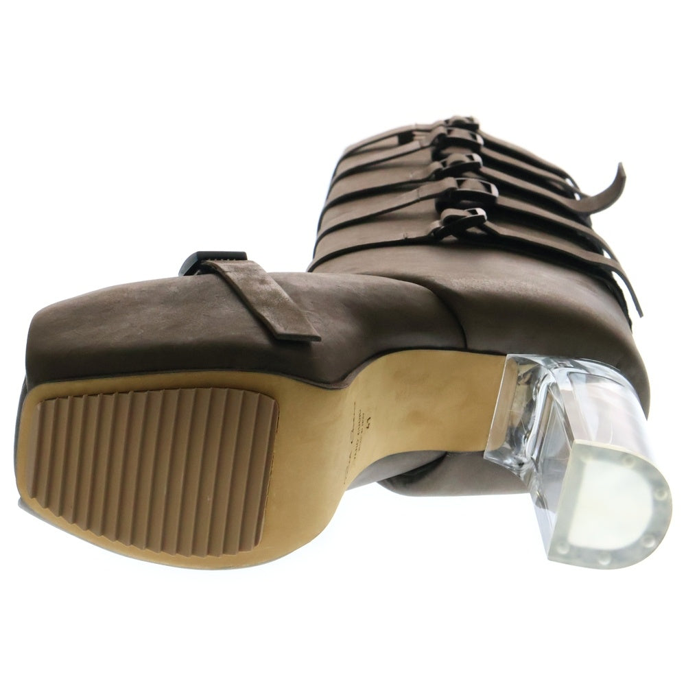 Rick Owens(リックオウエンス) OPEN TOE MICROSTRAP SPLINT ハイカットブーツ ブラウン RO02C1826 LWNGR0