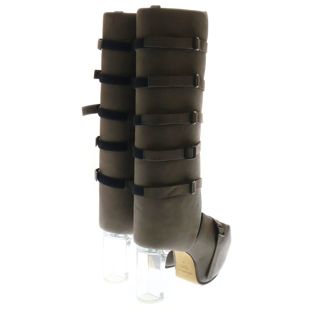 Rick Owens(リックオウエンス) OPEN TOE MICROSTRAP SPLINT ハイカットブーツ ブラウン RO02C1826 LWNGR0