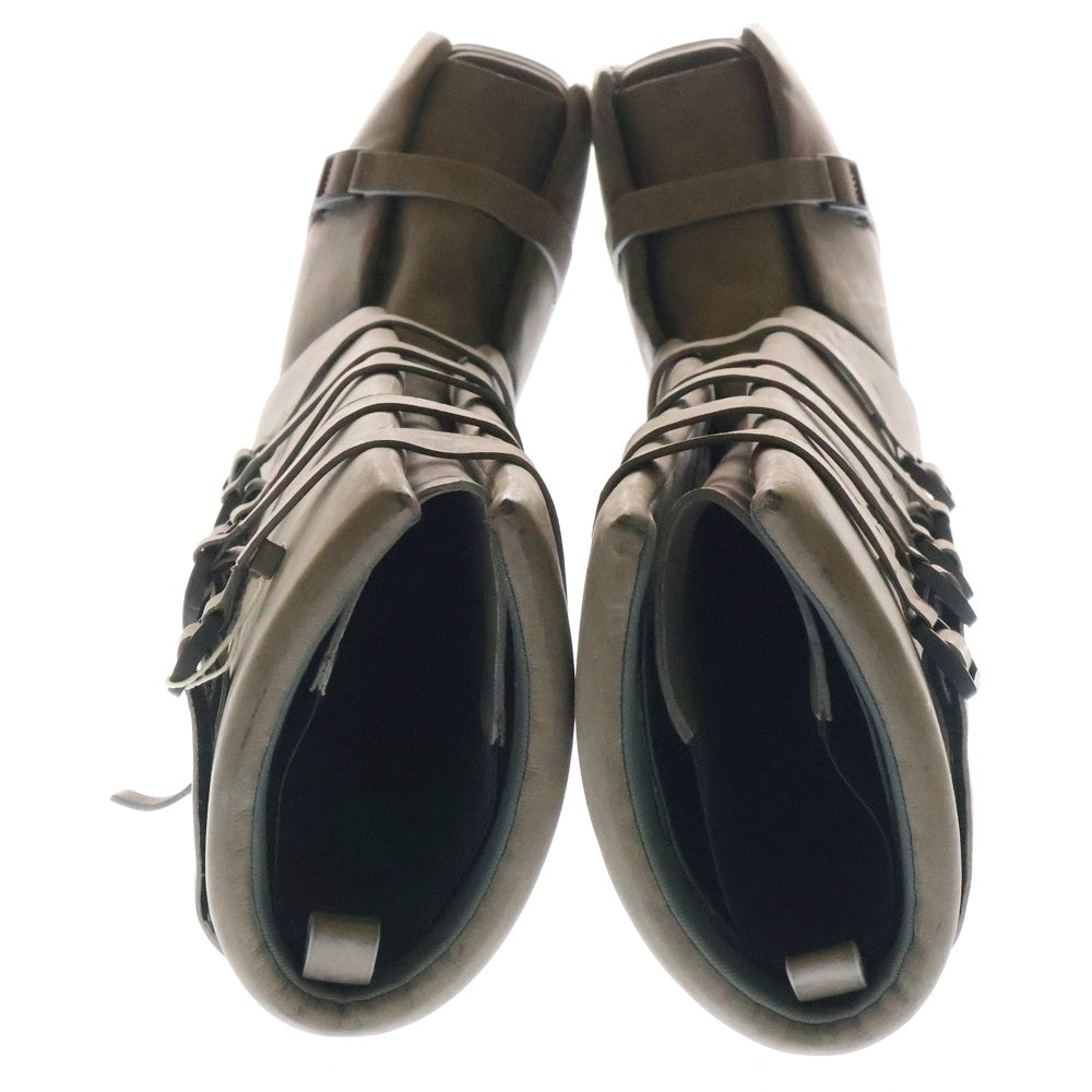 Rick Owens(リックオウエンス) OPEN TOE MICROSTRAP SPLINT ハイカットブーツ ブラウン RO02C1826 LWNGR0