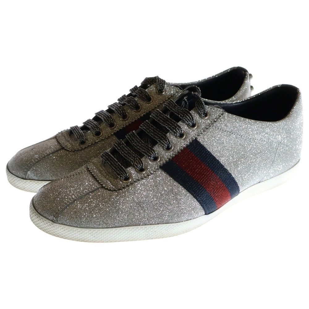GUCCI(グッチ) Bambi Low Top Sneakers グリッター シェリーライン ローカットスニーカー シルバー 414684