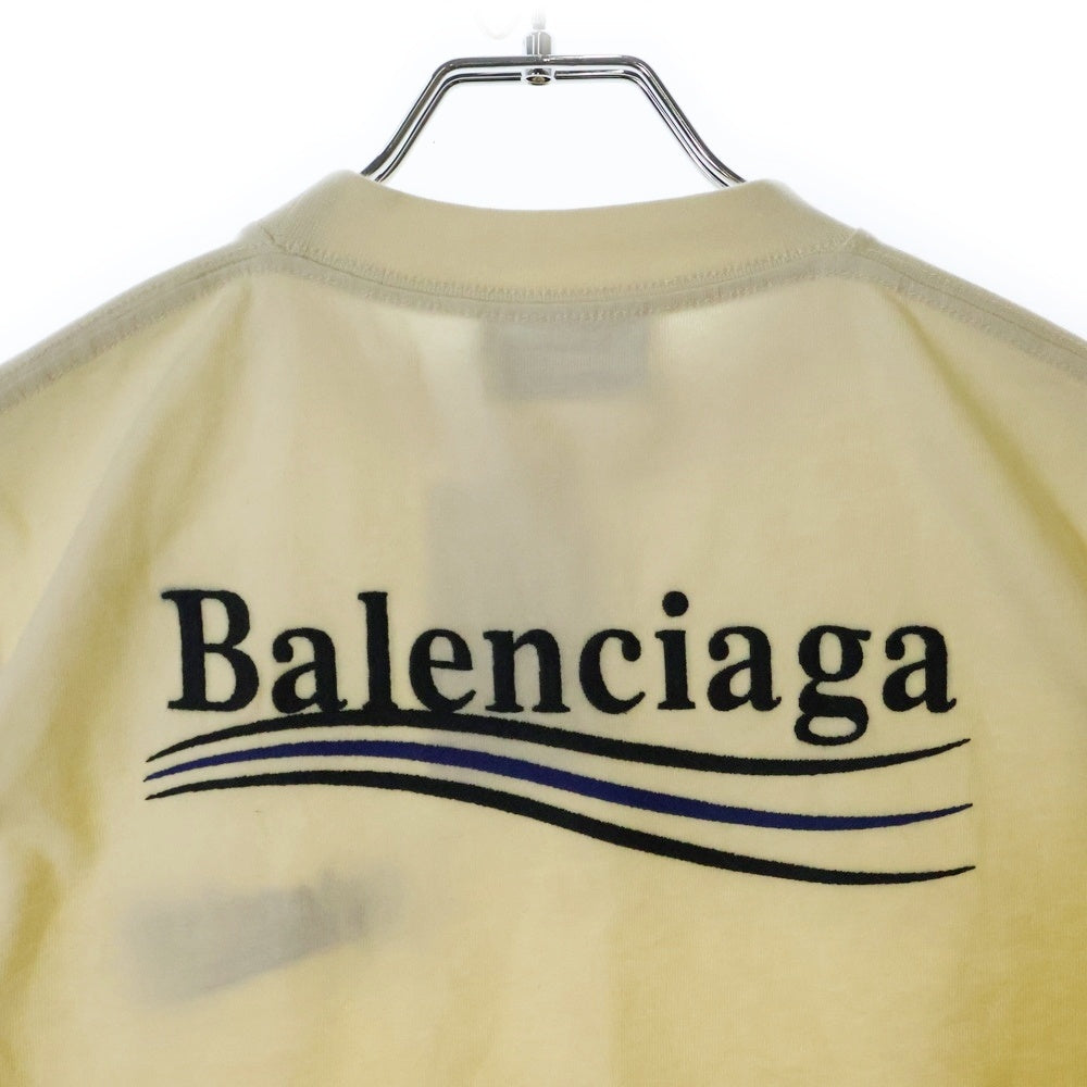 BALENCIAGA(バレンシアガ) 23SS フロント キャンペーンロゴ刺繍 半袖Tシャツ カットソー イエロー 612964 TKVJ1