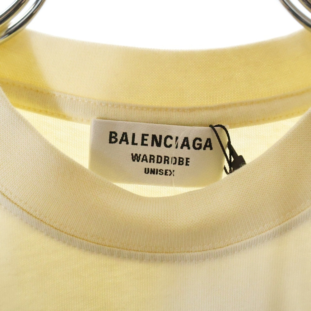 BALENCIAGA(バレンシアガ) 23SS フロント キャンペーンロゴ刺繍 半袖Tシャツ カットソー イエロー 612964 TKVJ1