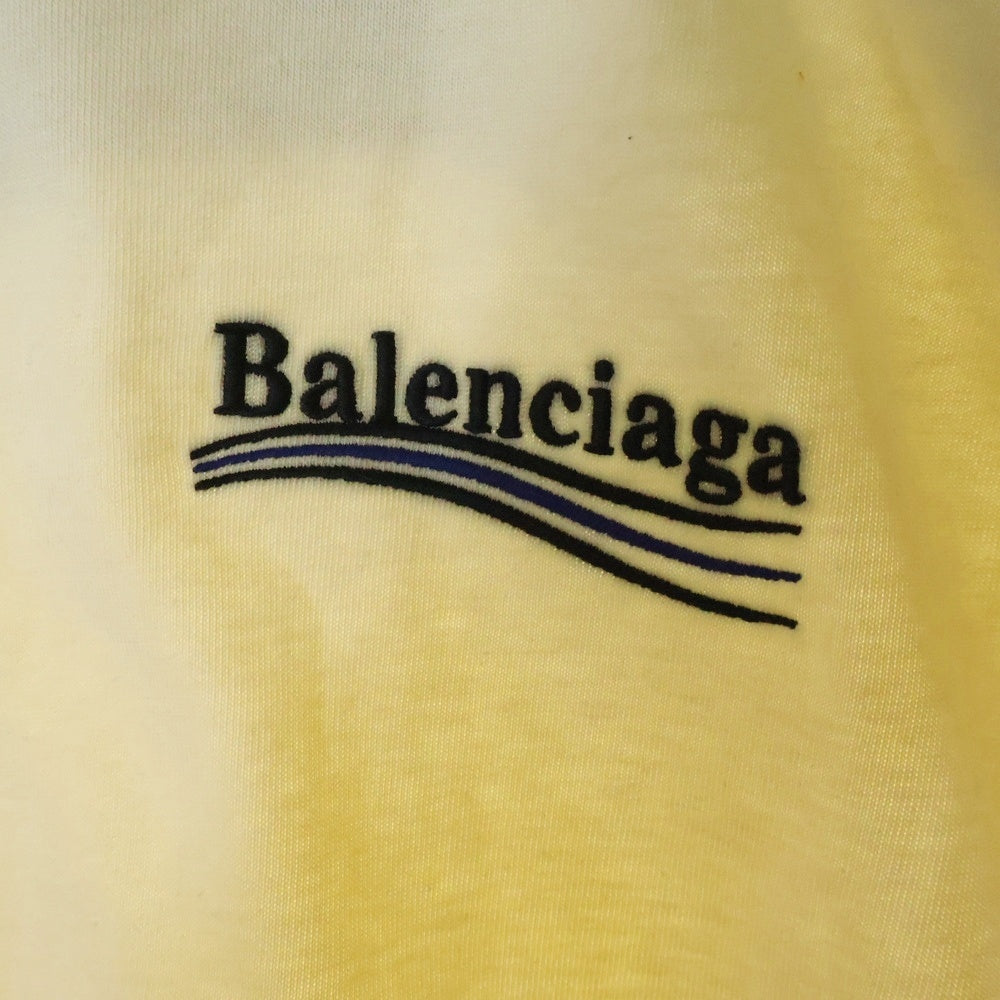 BALENCIAGA(バレンシアガ) 23SS フロント キャンペーンロゴ刺繍 半袖Tシャツ カットソー イエロー 612964 TKVJ1