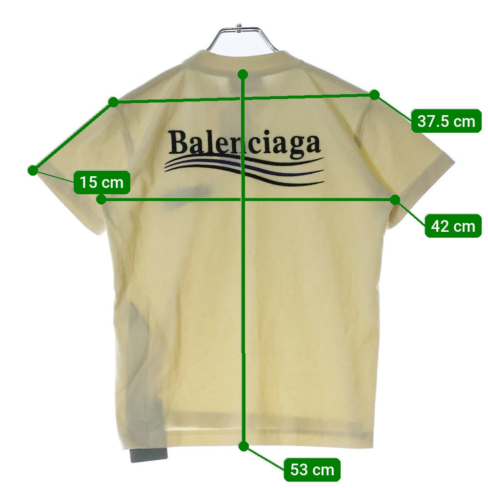 BALENCIAGA(バレンシアガ) 23SS フロント キャンペーンロゴ刺繍 半袖Tシャツ カットソー イエロー 612964 TKVJ1