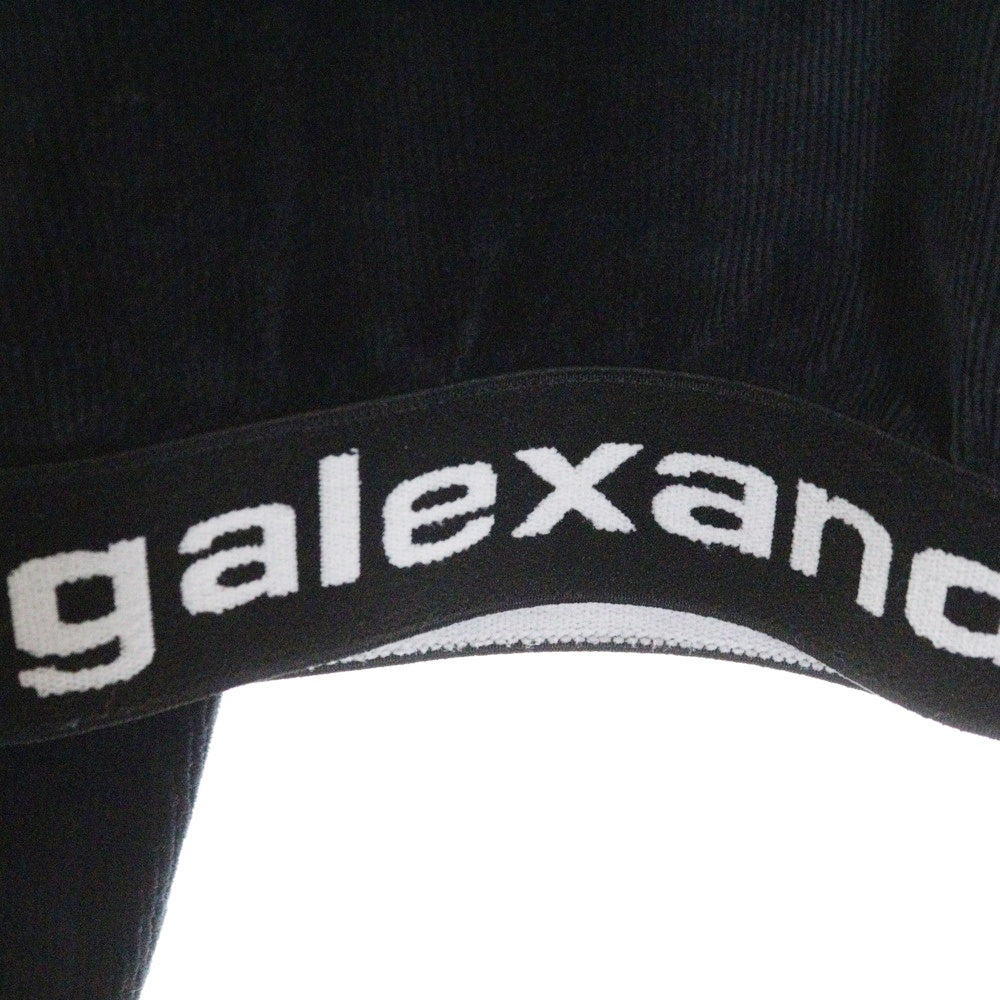 ALEXANDER WANG(アレキサンダーワン) Cropped Hoodie ベロアコーデュロイ プルオーバーパーカー フーディー ブラック レディース
