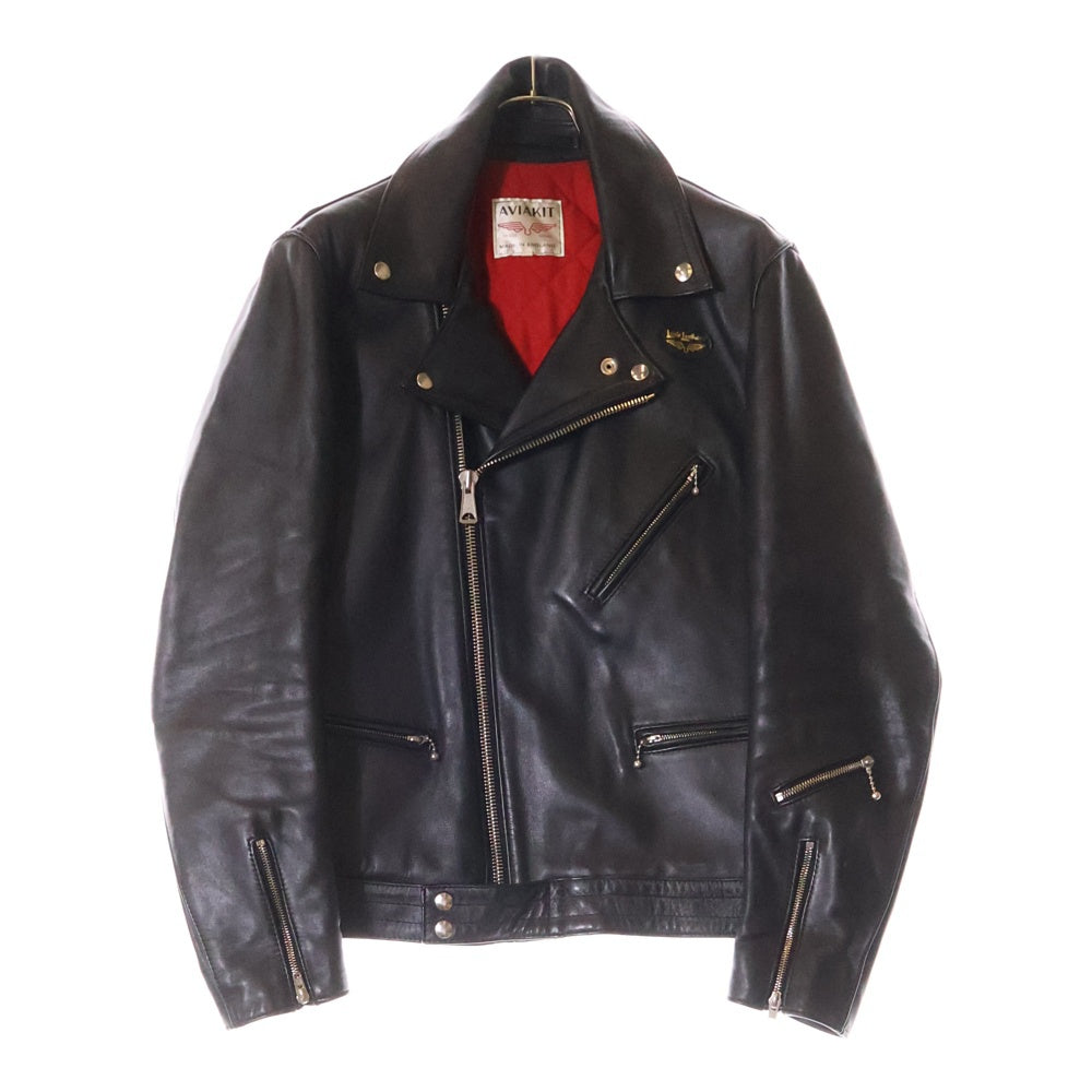 Lewis Leathers(ルイスレザー) 441T CYCLONE TIGHT FIT COWHIDE サイクロン タイト フィット カウハイド レザー ダブル ジャケット ライダース 裏地赤 ブラック