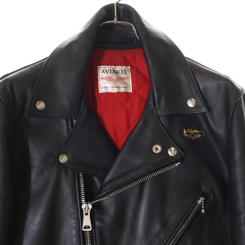 Lewis Leathers(ルイスレザー) 441T CYCLONE TIGHT FIT COWHIDE サイクロン タイト フィット カウハイド レザー ダブル ジャケット ライダース 裏地赤 ブラック