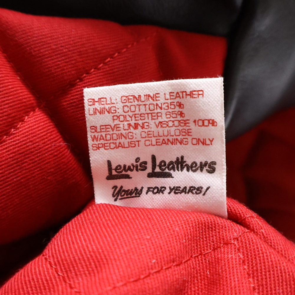 Lewis Leathers(ルイスレザー) 441T CYCLONE TIGHT FIT COWHIDE サイクロン タイト フィット カウハイド レザー ダブル ジャケット ライダース 裏地赤 ブラック