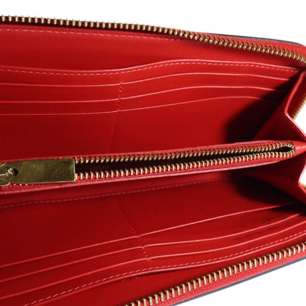 CHRISTIAN LOUBOUTIN(クリスチャンルブタン) パネトーネ スタッズ ラウンドファスナー パテントレザーウォレット 長財布 1185053 ゴールド/レッド