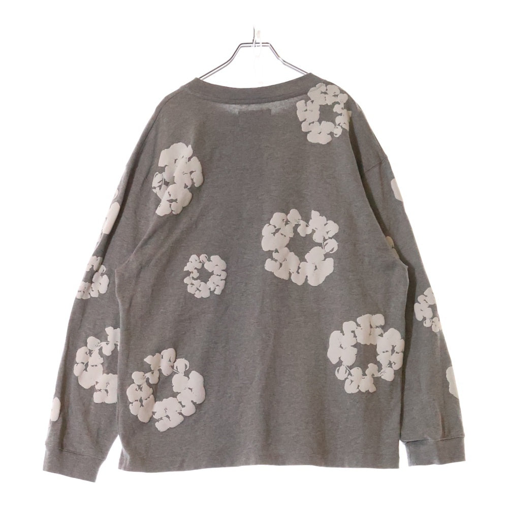DENIM TEARS(デニムティアーズ) Long Sleeve Cotton Wreath T-shirt フラワー総柄 長袖Tシャツ ロンT カットソー グレー