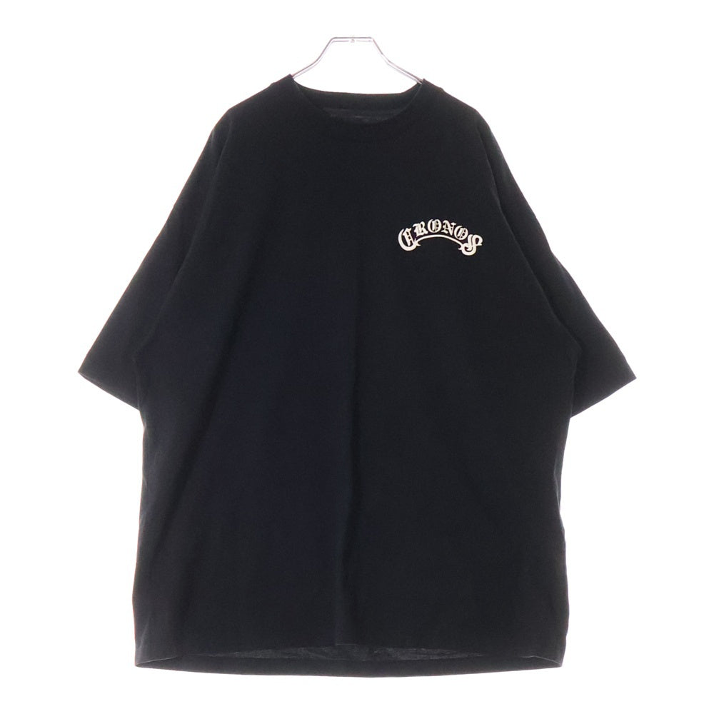 NO BRAND(ノーブランド) ロゴデザイン クルーネック半袖Tシャツ カットソー ブラック C03-TS-2505ST