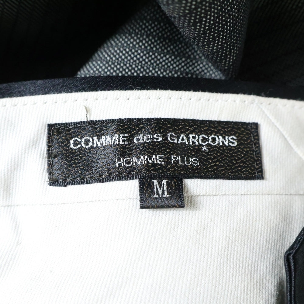 COMME des GARCONS HOMME PLUS(コムデギャルソンオムプリュス) サテン切り替え ストライプ スラックスパンツ ブラック PE-P035