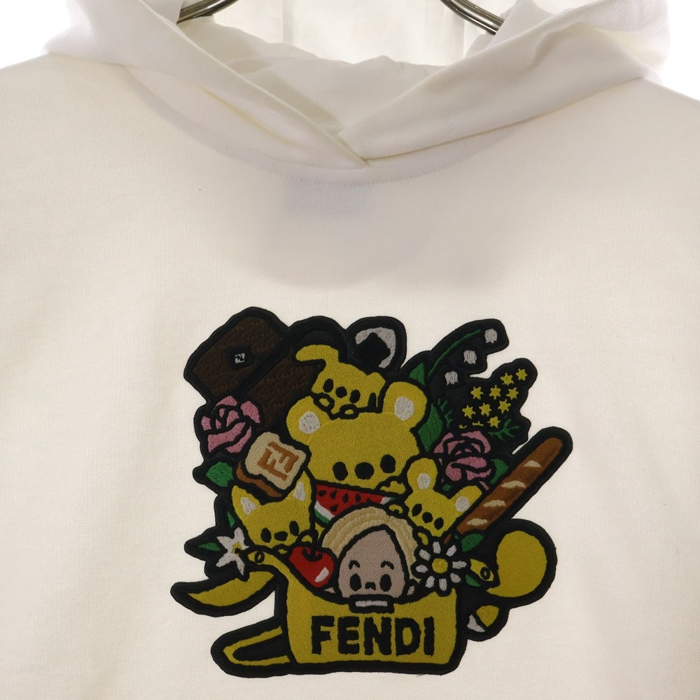 FENDI(フェンディ) SILVIA AND THE BAGUETTE マルチカラーパッチ コットンスウェットパーカー ホワイト FY1143AU9VF0QA0
