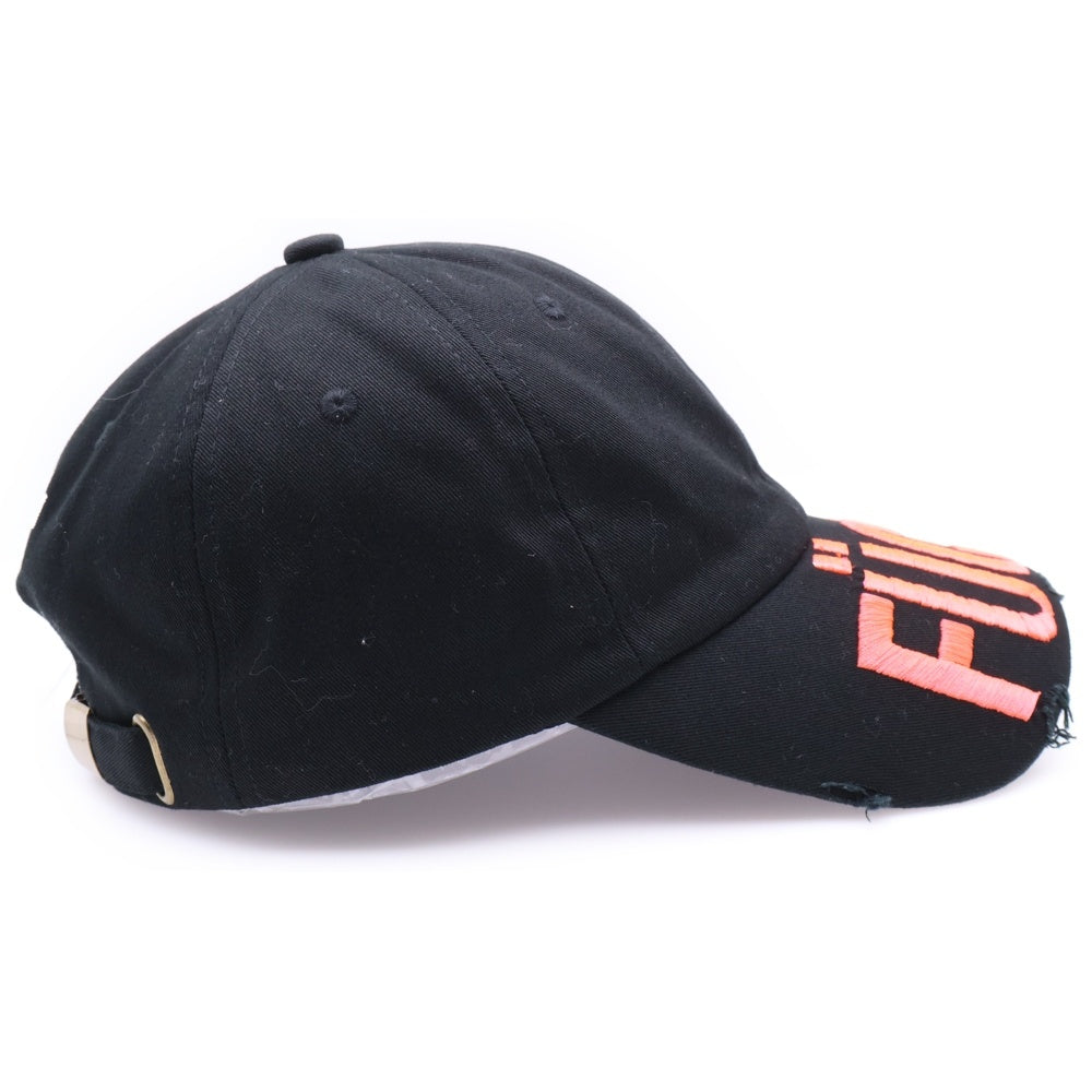 HYACYN(ハイアシン) CAP FUCK ダメージ加工 刺繍キャップ 帽子 ブラック