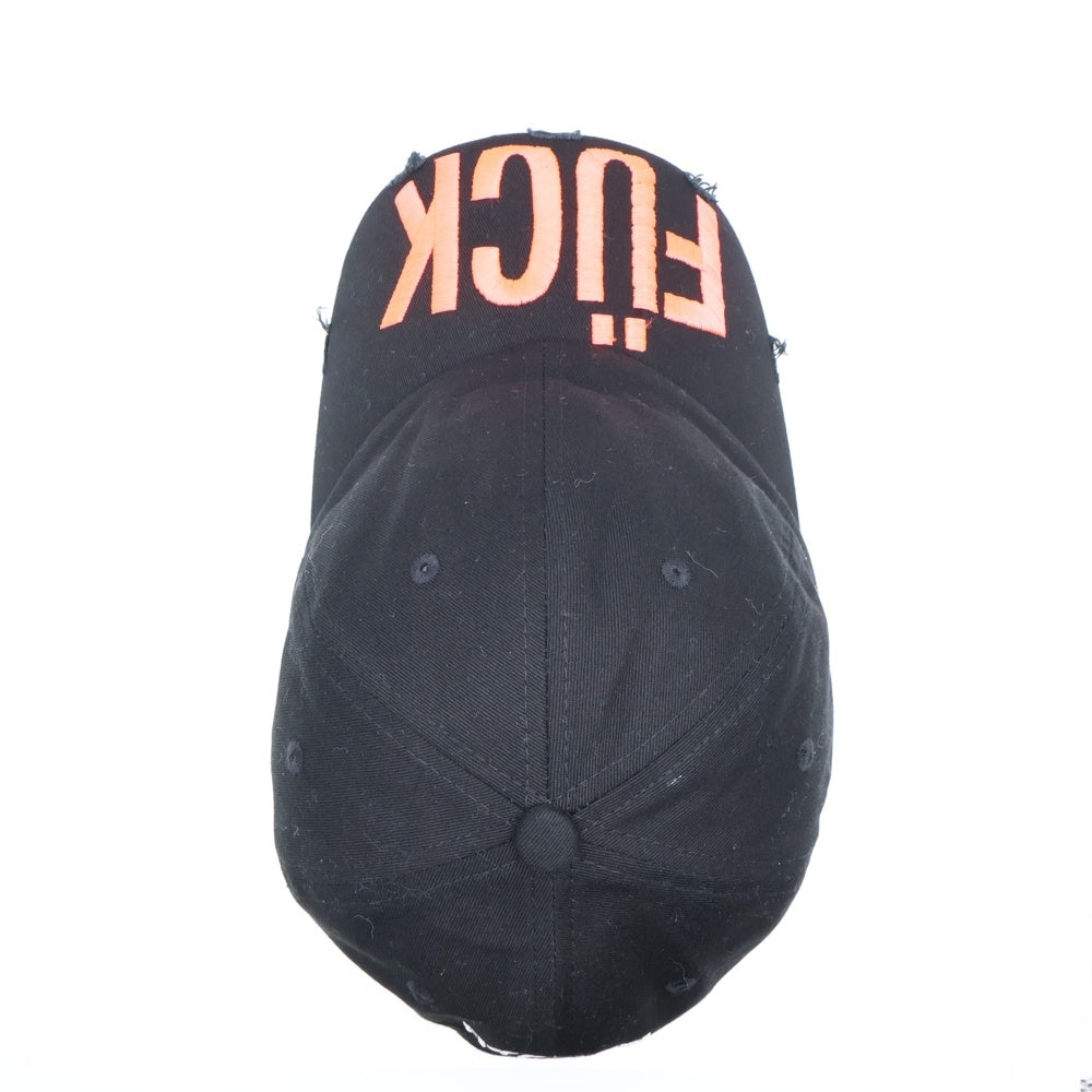 HYACYN(ハイアシン) CAP FUCK ダメージ加工 刺繍キャップ 帽子 ブラック