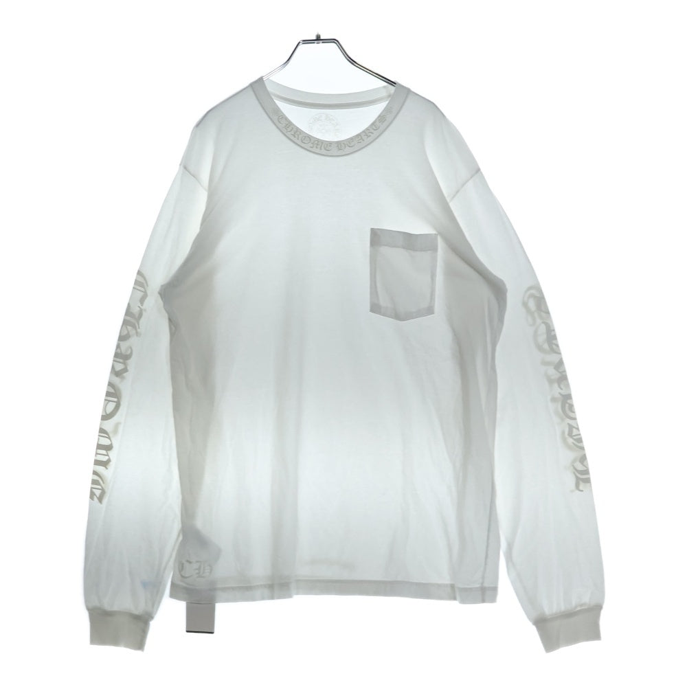 CHROME HEARTS(クロムハーツ) Neck Logo L/S TEE ネックロゴ ロングスリーブ長袖Tシャツ ホワイト/ホワイト