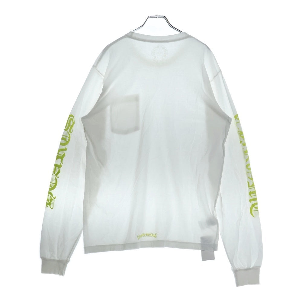 CHROME HEARTS(クロムハーツ) Neck Logo L/S TEE ネックロゴ ロングスリーブ長袖Tシャツ ホワイト/ネオンイエロー