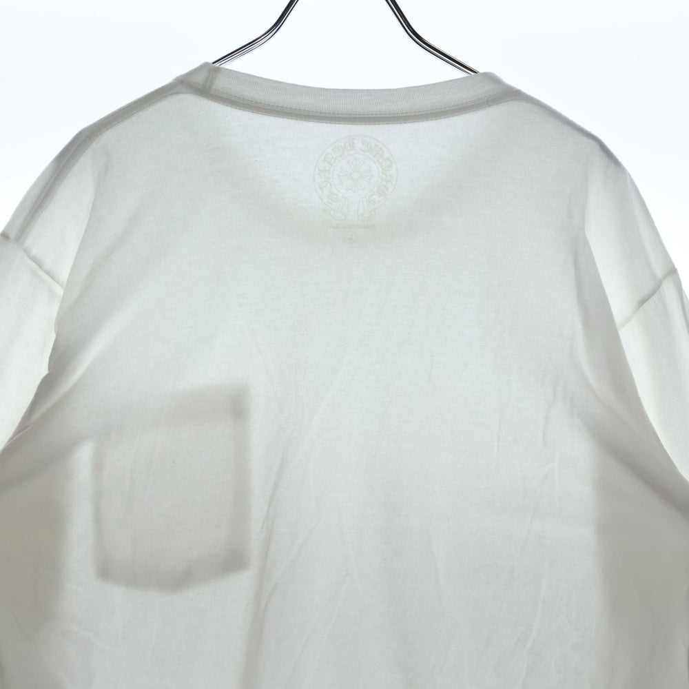 CHROME HEARTS(クロムハーツ) Neck Logo L/S TEE ネックロゴ ロングスリーブ長袖Tシャツ ホワイト/ネオンイエロー